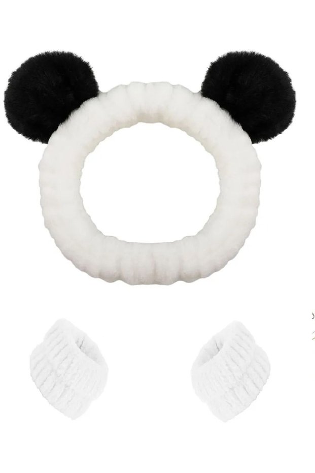 Plush Panda Set! - Elastic Hair Band and Wristband Face Washing Skin Care Makeup Set