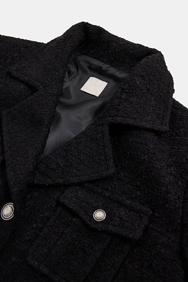 SİYAH DÜĞMELİ POLYESTER AKRİLİK CEKET - 3