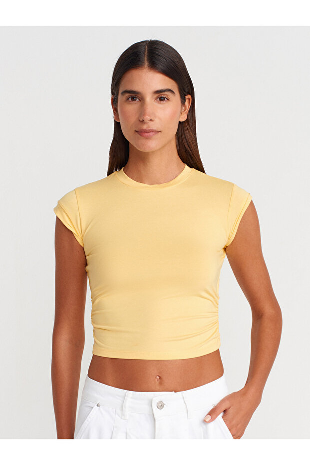 30899 Top-Yellow with Gather Detail on the Sides
