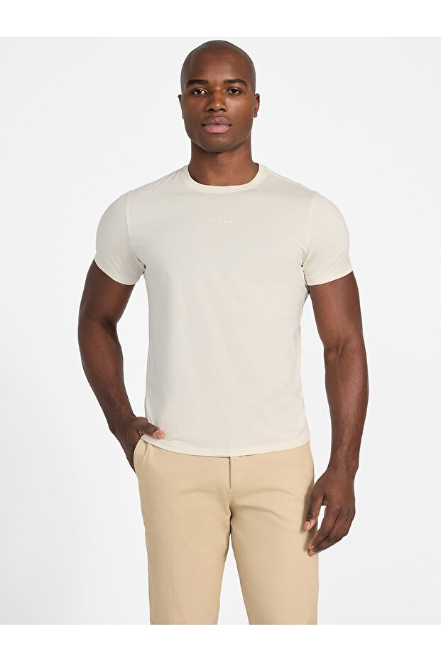 Ss Emb Pima Crew Men's Beige T-Shirt M4Gp39K7Hd0-G1V7