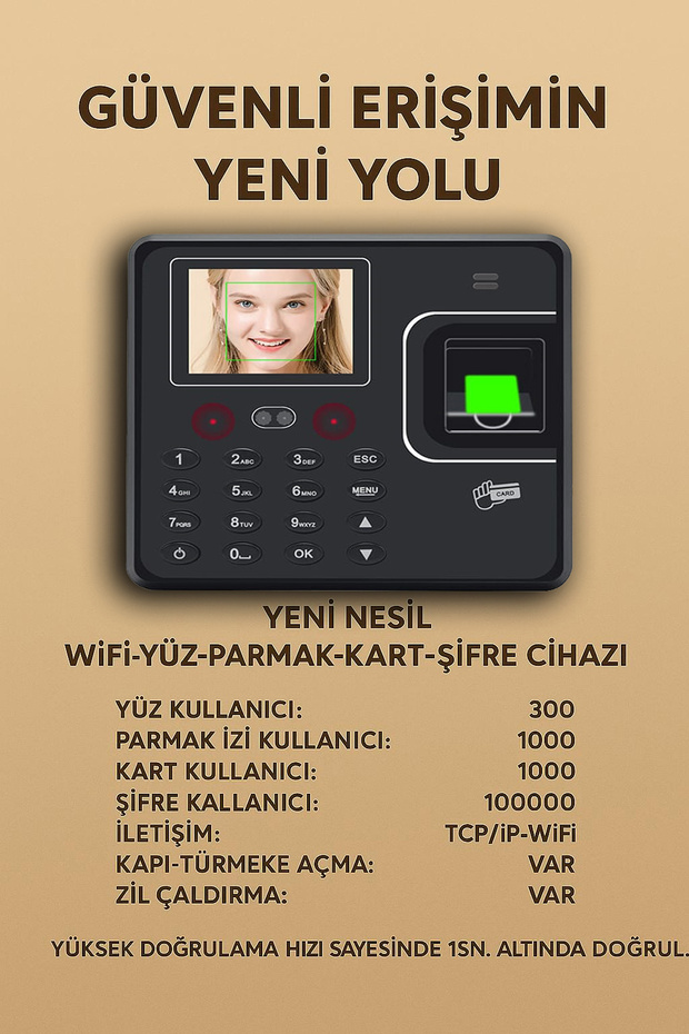 Wifi Yüz Okuma Personel Takip Cihazı-WEB giriş çıkış takip Yazılımı -(10 KART HEDİYELİ) - 3