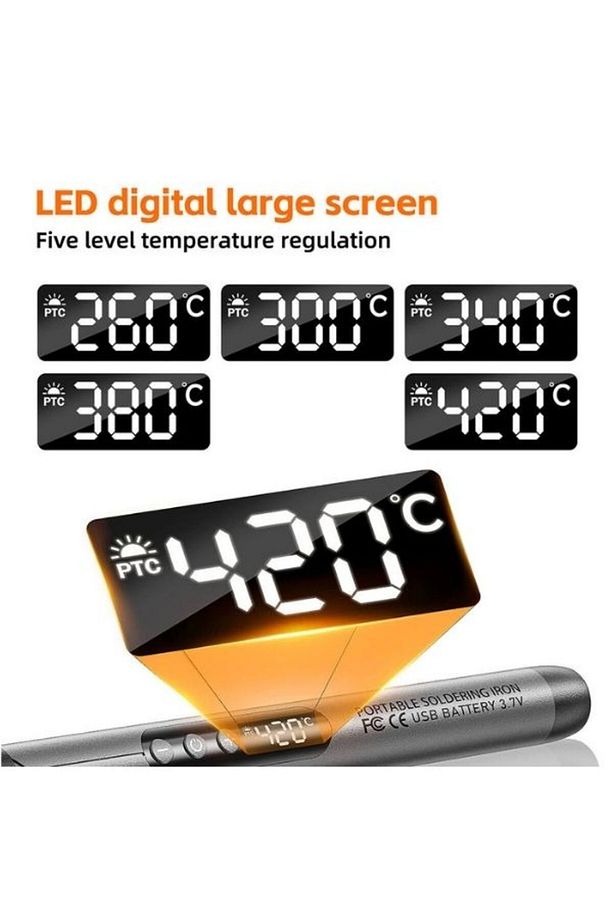 Şarjlı Kablosuz Kaliteli Havya Seti Usb Type-c Şarj Hızlı Isınma - 7