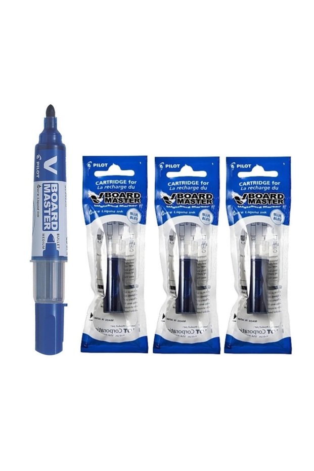VBoard whiteboard marker pack with 3 refills - blue