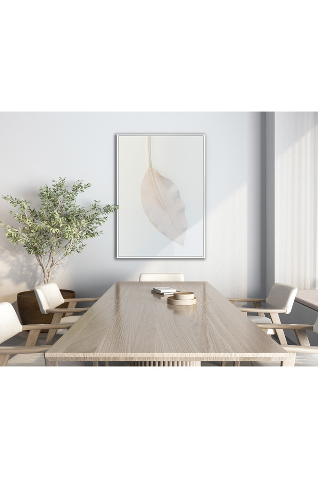 Hari̇kabi̇rev | Soft | White Leaf Model 01 | Framed Tempered Glass Table Single Vertical