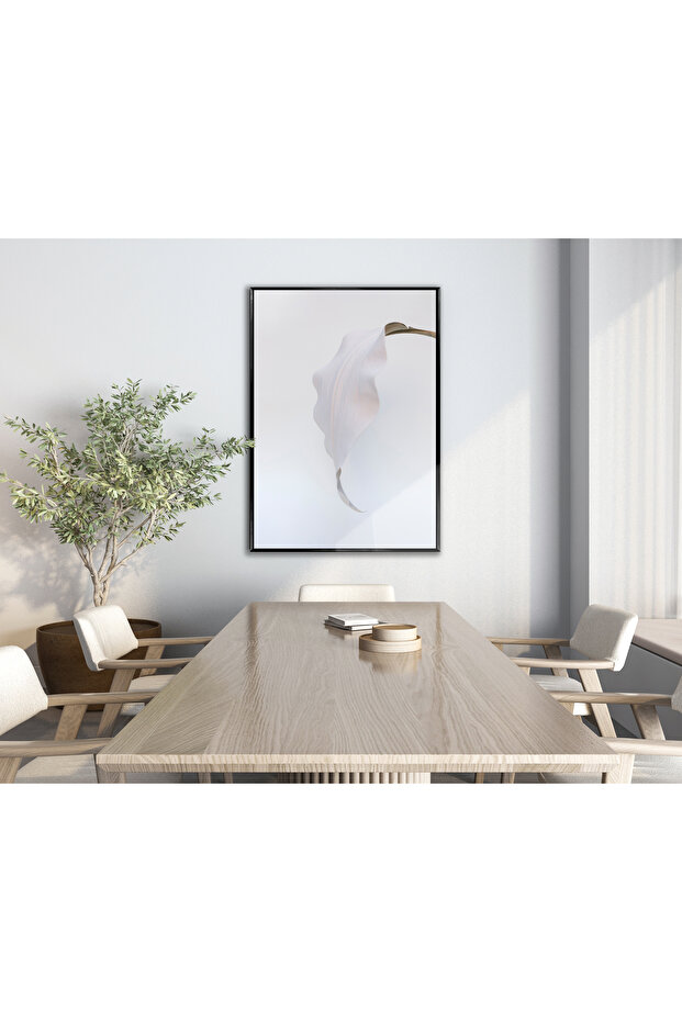 Hari̇kabi̇rev | Soft | White Leaf Model 2 | Framed Tempered Glass Table Single Vertical