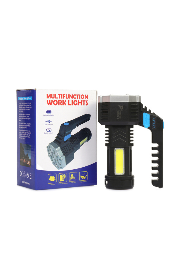 PS-3879 USB Şarj Göstergeli Şarj Edilebilir 7*XPE +COB Led El Feneri - 2