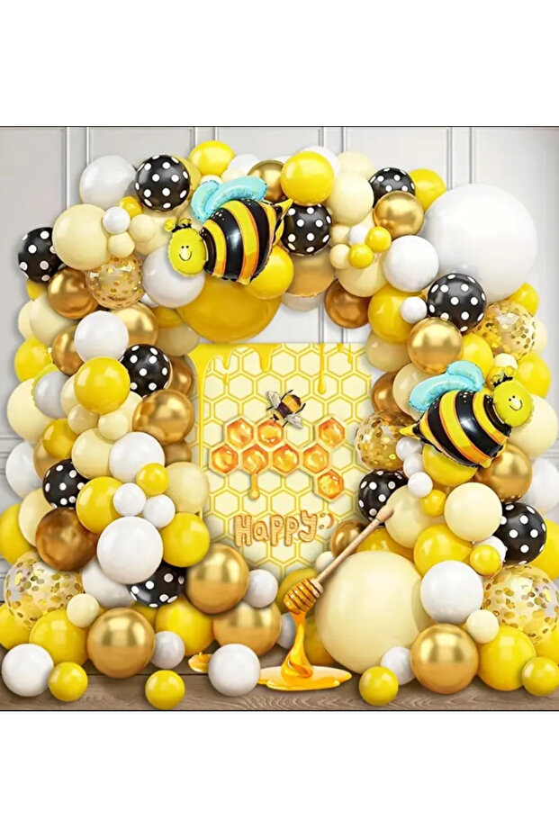 Bee Concept Black Polka Dot Yellow White Gold Chrome Sequin Balloon Chain Set of 100