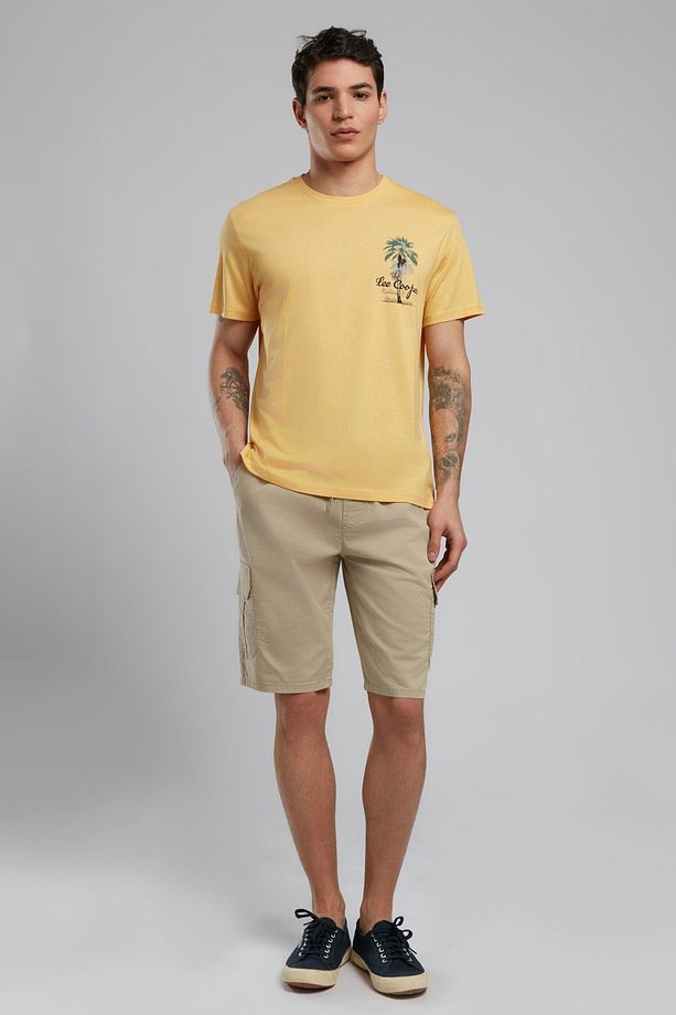 Jogger Cargo Erkek Dokuma Şort Bej - 1