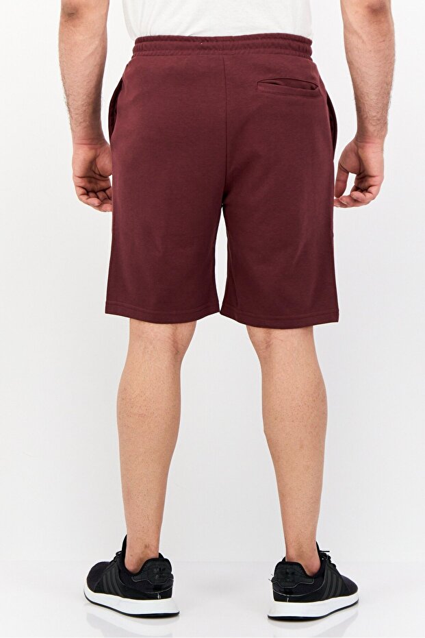 Men Drawstring Brand Logo Basic Shorts, Chocolate Brown - 3