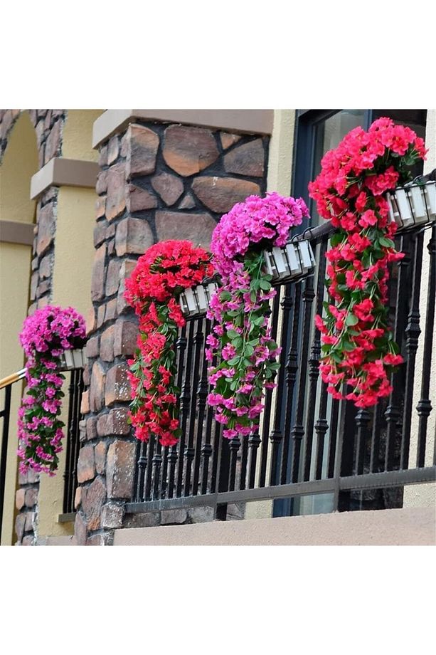 Balkon,duvar Süsü Yapay Çiçek Sarkan Begonvil Sarmaşık Çiçeği Fuşya 1 Adet - 5
