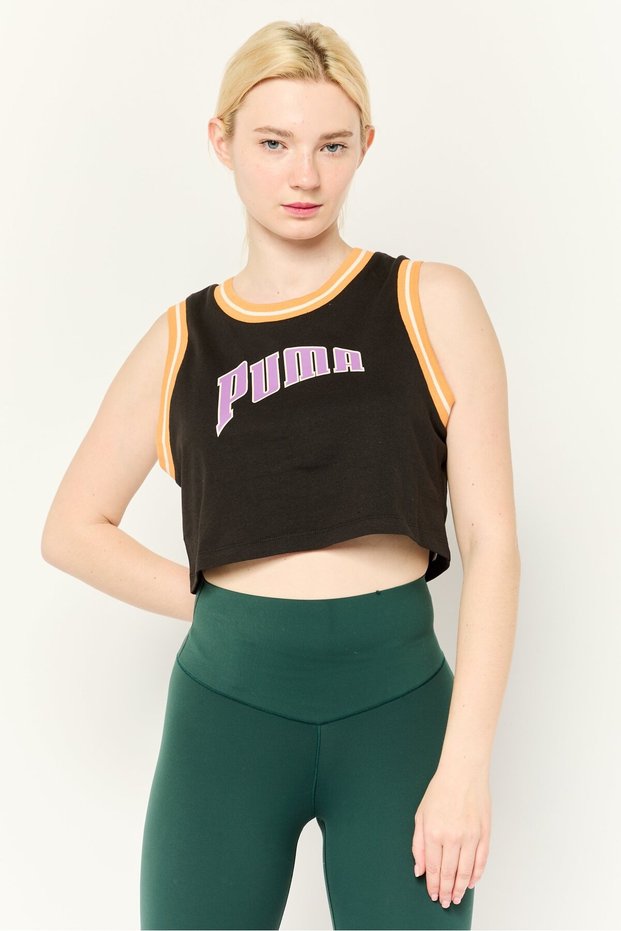 Women Sportswear Fit Sleeveless Outdoor Crop Tank Top, Black