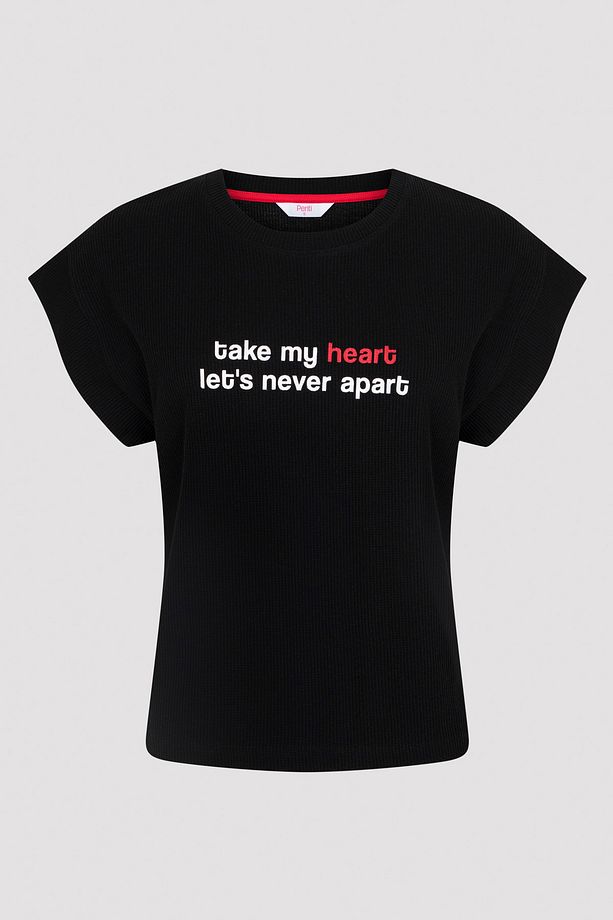 My Heart Waffle Tişört Pijama Üstü - 4