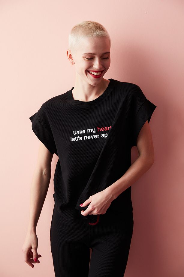 My Heart Waffle Tişört Pijama Üstü - 1