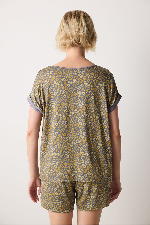 Aging Collagen Leopard Gri Şortlu Pijama Takımı - 4