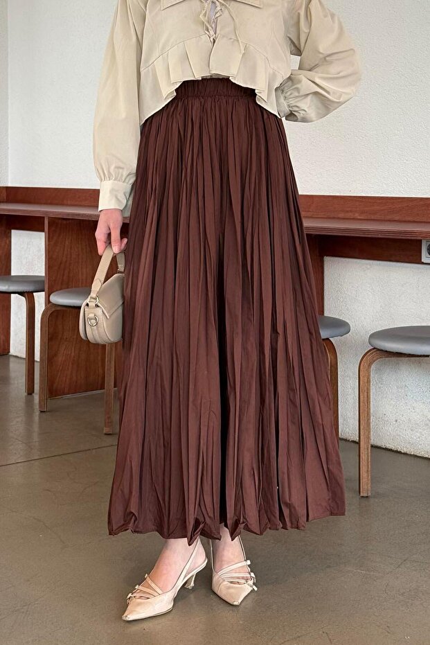 Kraşlı Hijab Skirt Bitter Brown