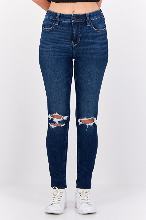 Women Regular Fit Rip Stretchable Denim Jeans, Blue