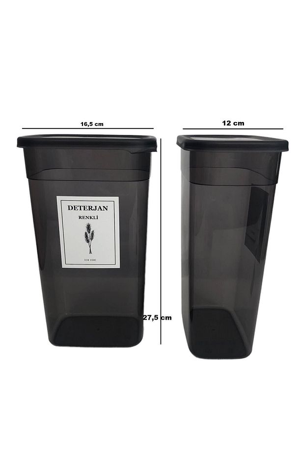 4' Lü Antrasit Deterjan Kutusu Saklama Kabı 3200 Ml Ve 2000 Ml Renkli Ve Beyaz Deterjan Kutusu - 5