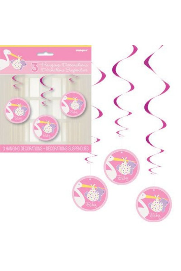 Baby Shower Pink Girl 3-Piece Pendant Lamp Ceiling Ornament