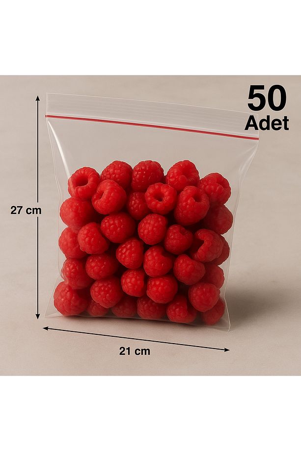 Kilitli Poşet- 27*21 cm Buzdolabı Poşeti Çok Amaçlı Kilitli Torba 50 Adet - 1