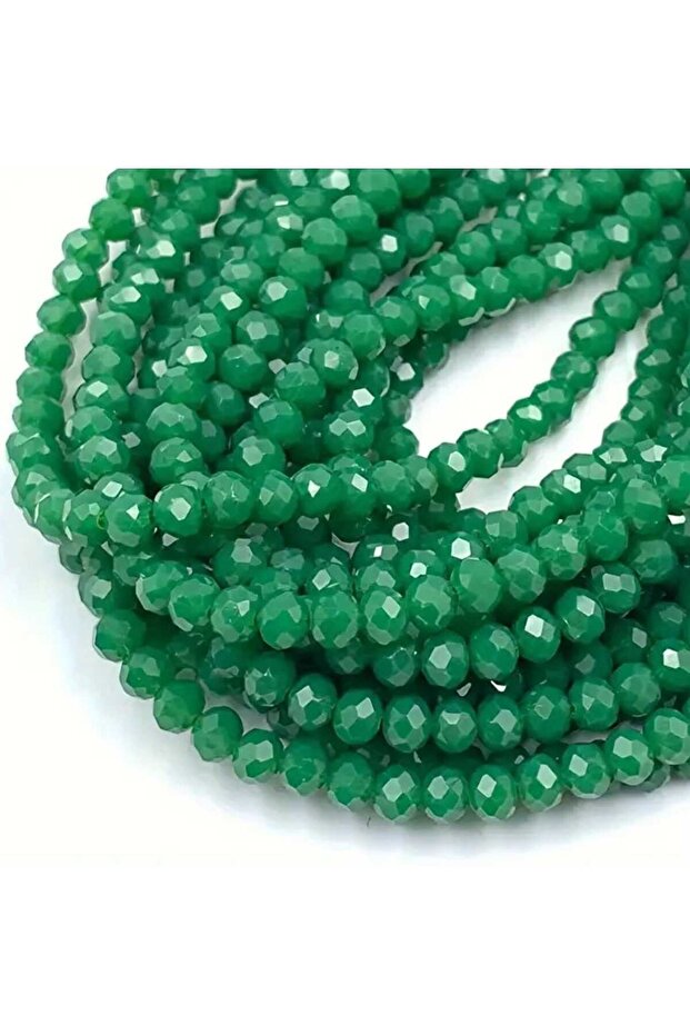 8 mm 5 Strand Matte Dark Green Crystal Beads Rosary Bead