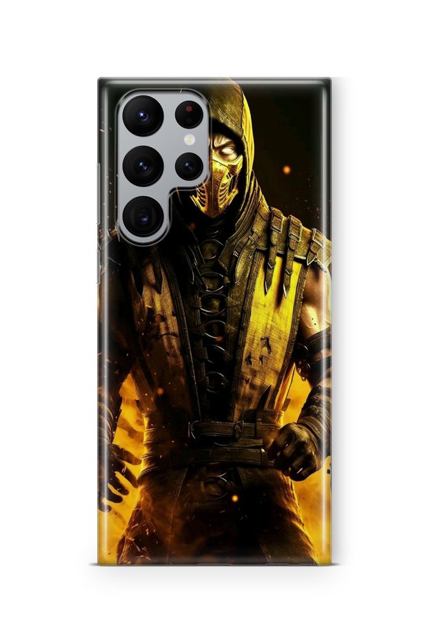 Samsung Galaxy S22 Ultra Compatible Mortal Kombat Scorpion Design Printed Transparent Case