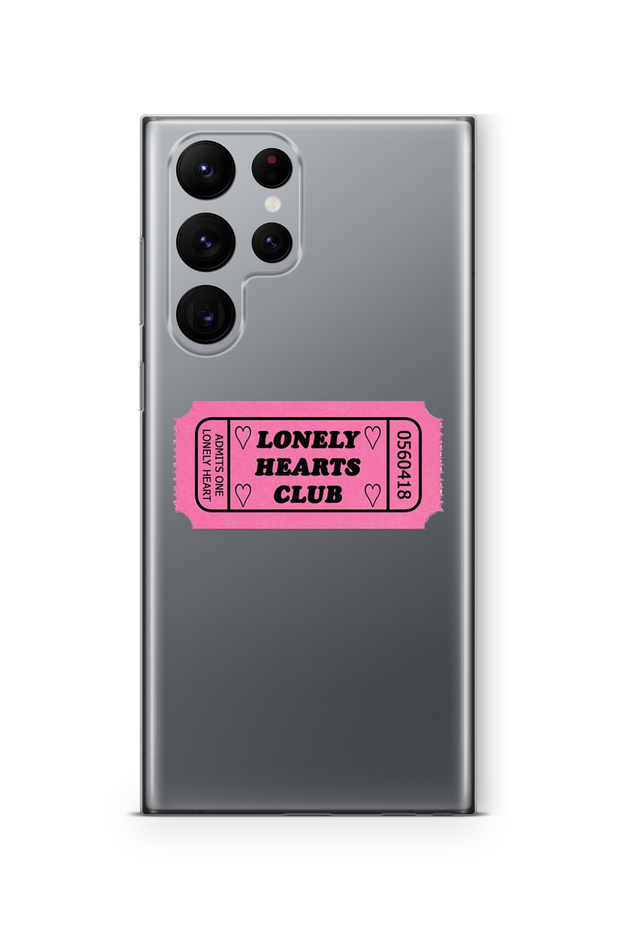 Samsung Galaxy S23 Ultra Compatible Lonely Hearts Club Ticket Design Printed Transparent Case