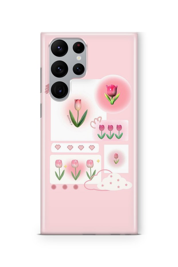 Samsung Galaxy S23 Ultra Compatible Tulips Design Printed Transparent Case