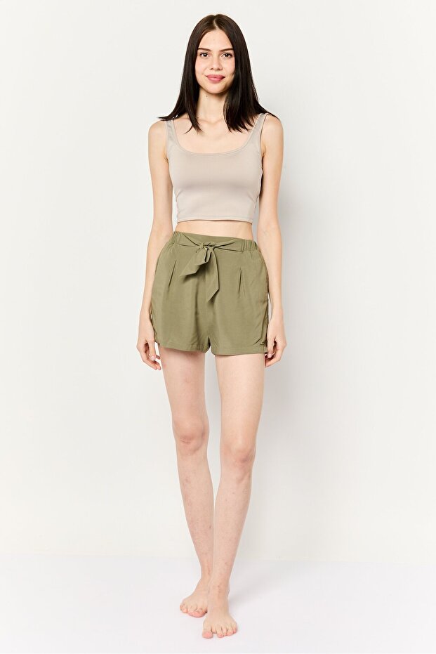شورت نسائي سادة سهل الارتداء، زيتوني - 2