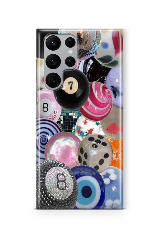 حافظة شفافة مطبوعة بتصميم كرات البلياردو المتوافقة مع هاتف Samsung Galaxy S22 Ultra