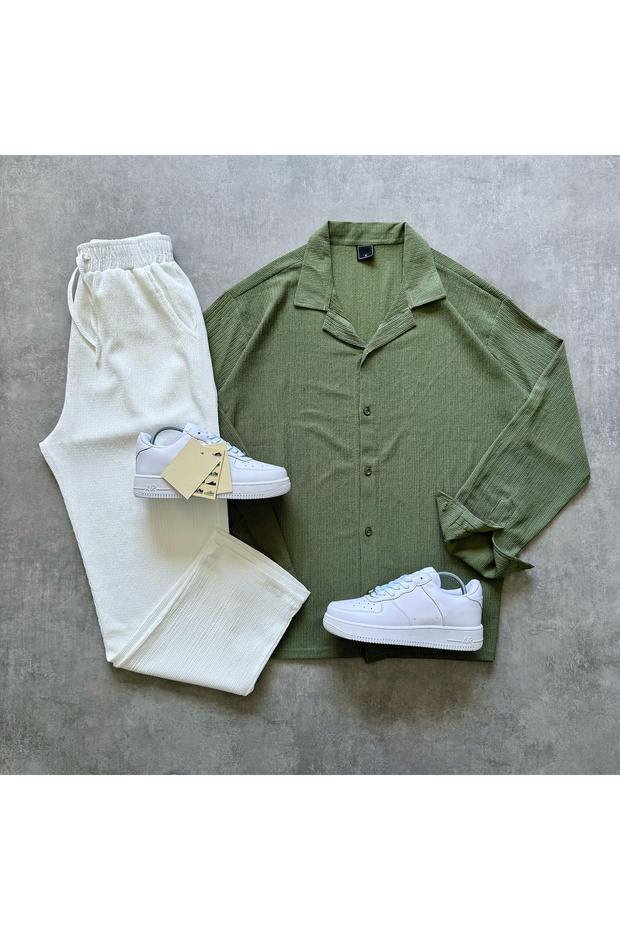2-Piece Combination Shirt and Trousers Alas Wrinkled Fabric