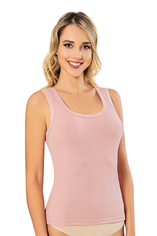 Cotton Combed Camisole Fabric Striped Oval Neck Powder T-Shirt Undershirt