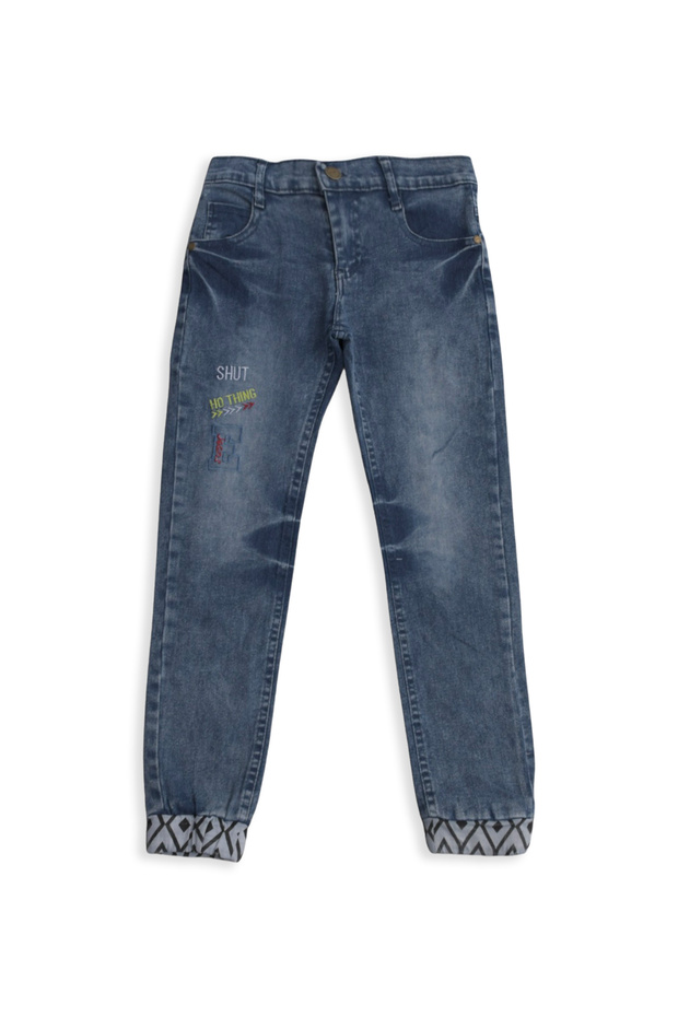 Printed Denim Joggers