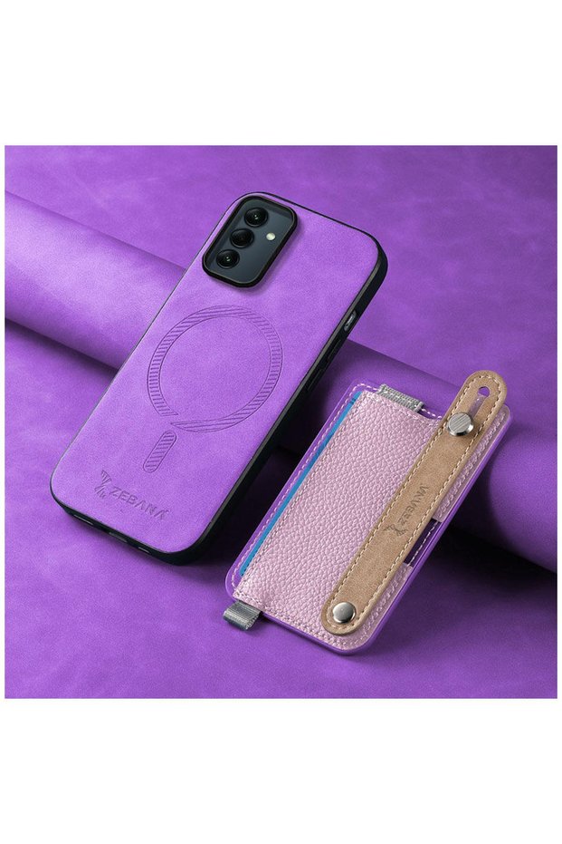 Samsung Galaxy A25 5g Compatible Case M-Safe 2in1 Best Leather Case with Card Holder Purple