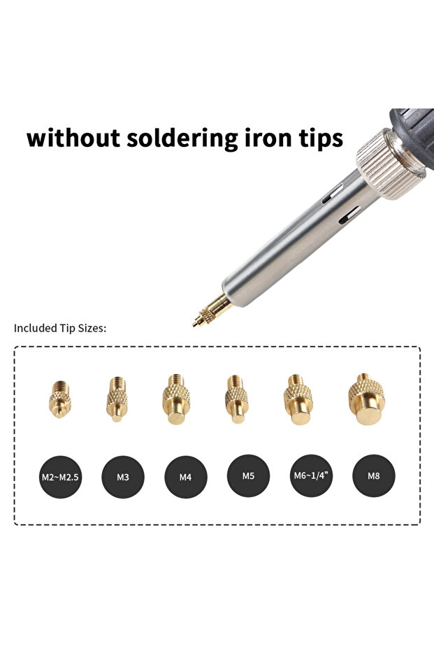 no Soldering Iron M2 M3 M4 M5 M6 M8 Heat Insert Nut Iron Tip M2 M3 M4 M5 M6 M8 Brass Thread Embedded - 5