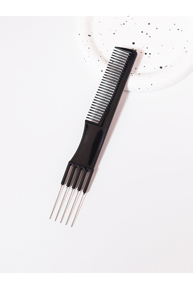 Dkuanwuzhenchashu 1PCS metal fork black carbon pull-up comb, curly comb and African split comb - thi