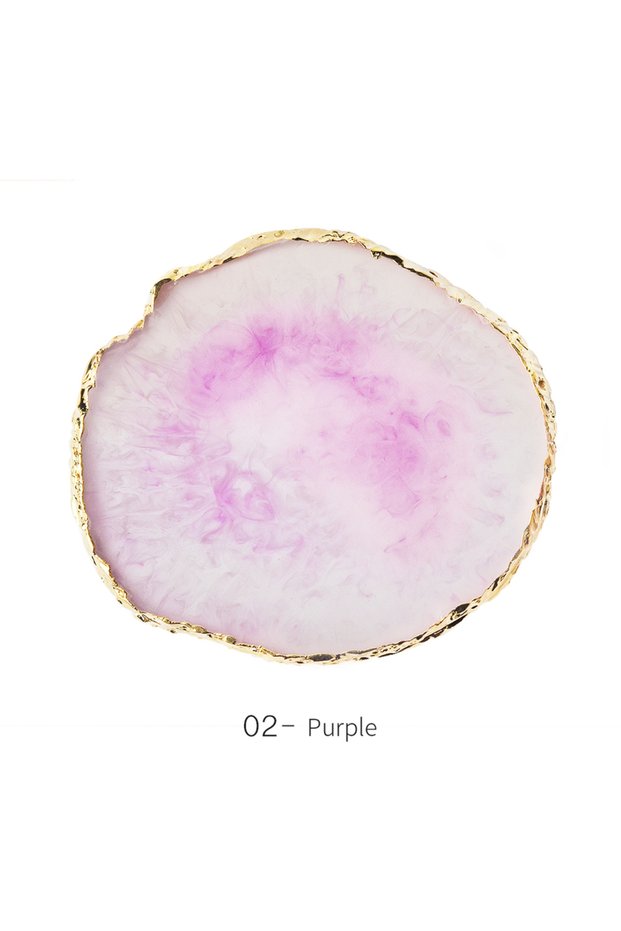 2.Purple 1PC Round Resin Agate Stone Nail Art Palette False Nail Tips Mixing Color Drawing Pallet Ge