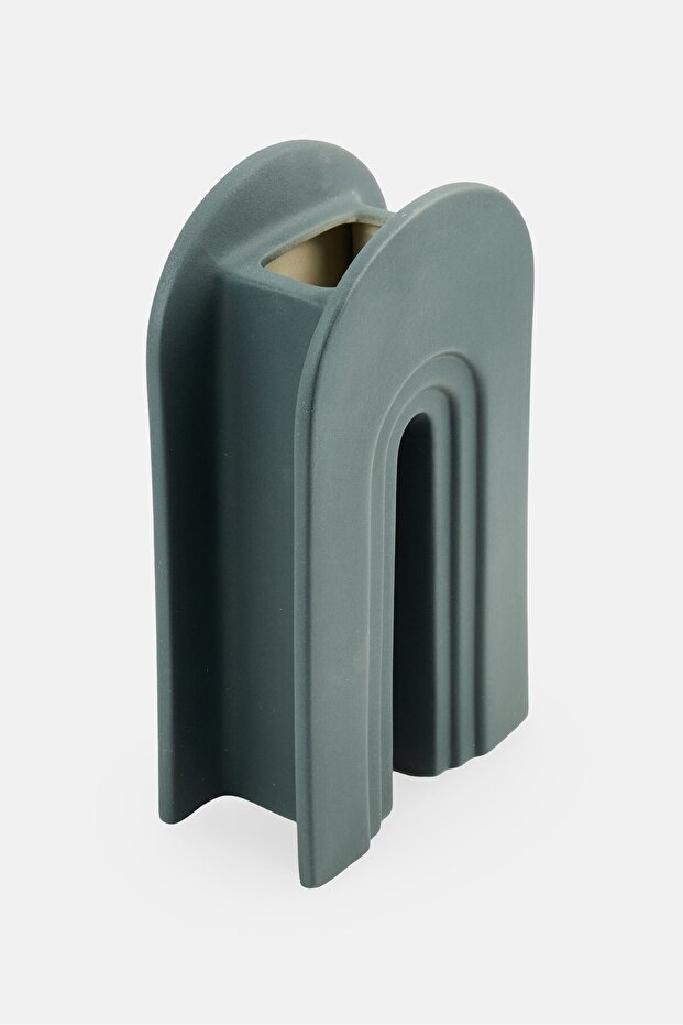 مزهرية سيراميك، رمادية - 2