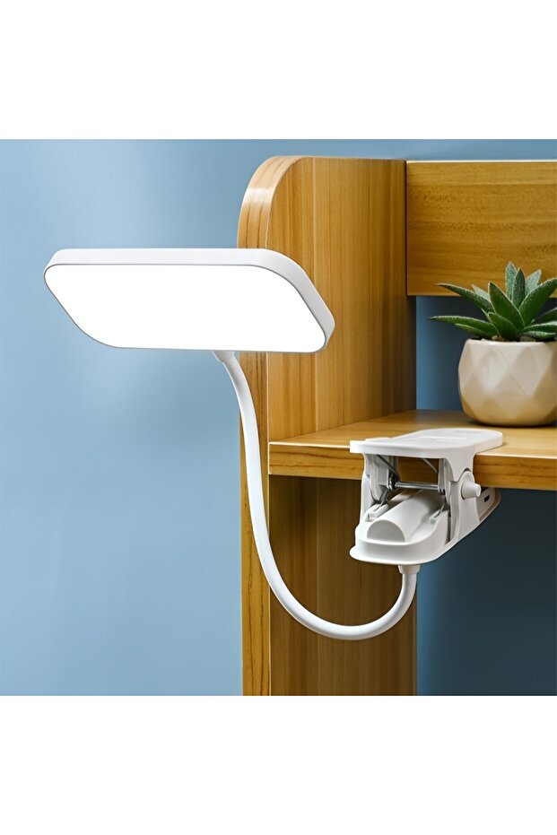 WHITE Clamp LED rechargeable table lamp Convenient Desk Lamp usb charging - 1