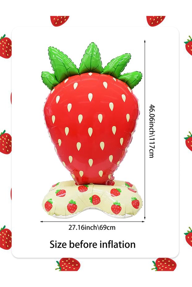 Other Strawberry Balloon 1pcs Cute Standing Strawberry Balloon Fruit Theme Sweet Girl Birthday Hawai