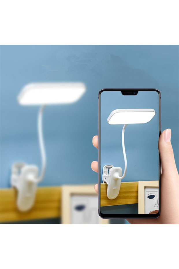 WHITE Clamp LED rechargeable table lamp Convenient Desk Lamp usb charging - 4