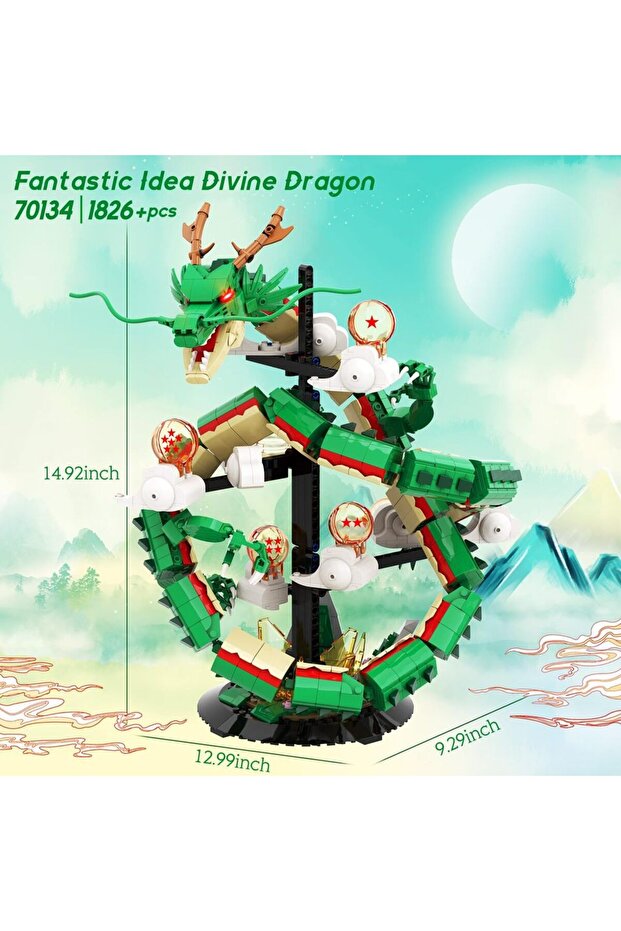 No Display Box 1826Pcs Divine Dragon Building Blocks Model Adults Collectible Idea Dragon Building K