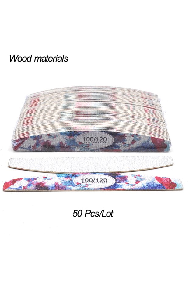 100-120 Grit 50Pcs Flower Design Wood Nail Files 100 150 180 240 Grit Washable Professional Sandpape