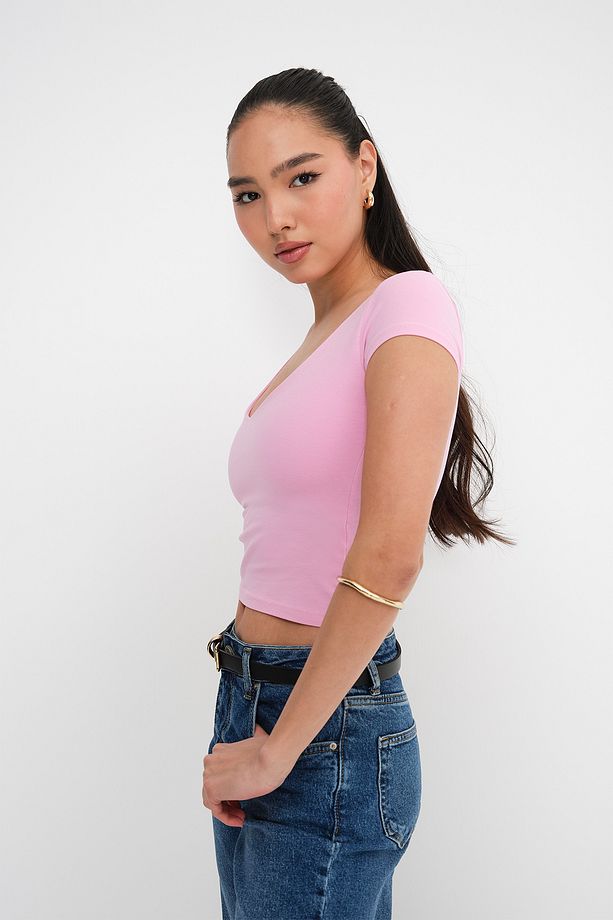 V Yaka Basic T-shirt P1727-n10 - 4
