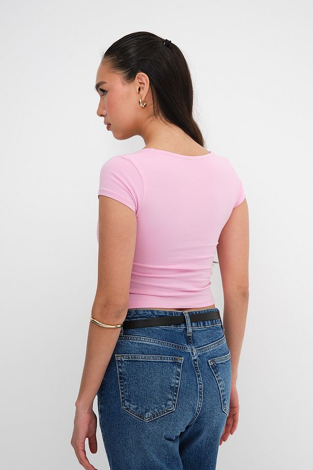 V Yaka Basic T-shirt P1727-n10 - 6
