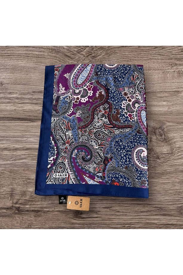 Lacivert-Mor Aker Soft Touch Şal 002 - 5