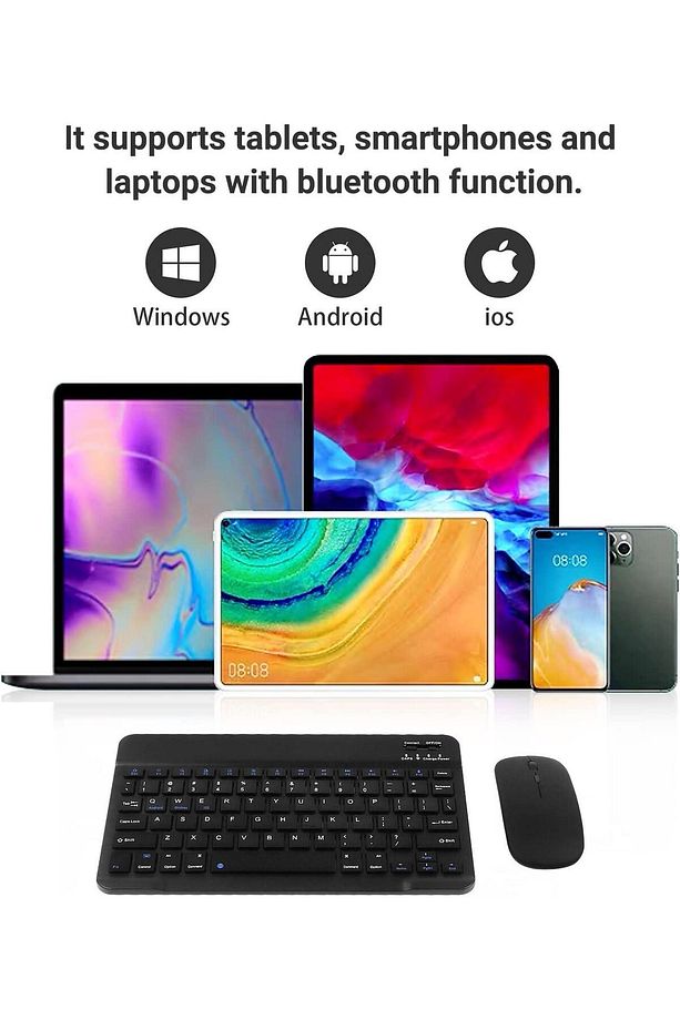 Bl30 Bluetooth Ios Ipad Android Windows Uyumlu Klavye Mouse Seti - Sessiz - Şarjlı - Combo - 4