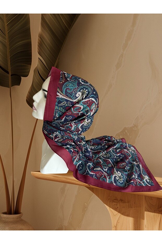 Bordo/İndigo Aker Soft Touch Şal - 1