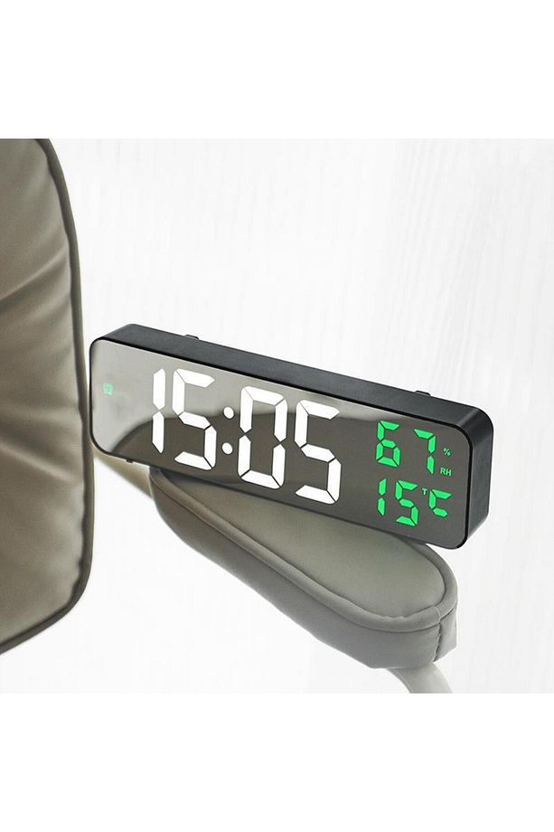 Nem Ölçer Dereceli Led Duvar Ve Masa Alarm Saati Yeşil - 6