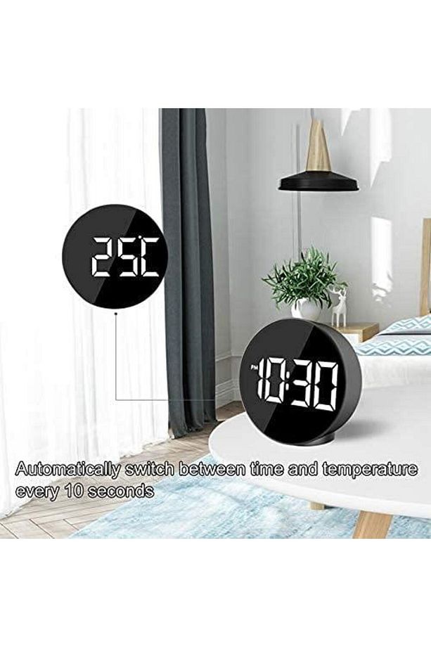 Çift Alarmlı Led Touch Snooze Şık Tasarım Masa Saati Siyah - 8