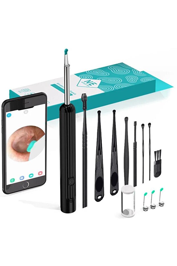 valkyrie Kablosuz Wifi Kulak Temizleme Kamerası - Ios Android Iphone Uyumlu 1296P HD LED Otoskop Kam